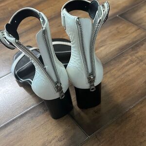 White and Black Women's Heeled Sandals